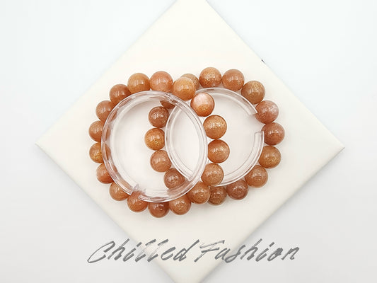 [Bracelet] Golden Sheen Orange Moonstone Bracelet