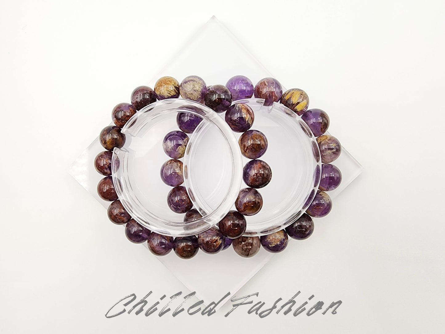 [Bracelet] Natural Purple Phantom Quartz Beaded Bracelet