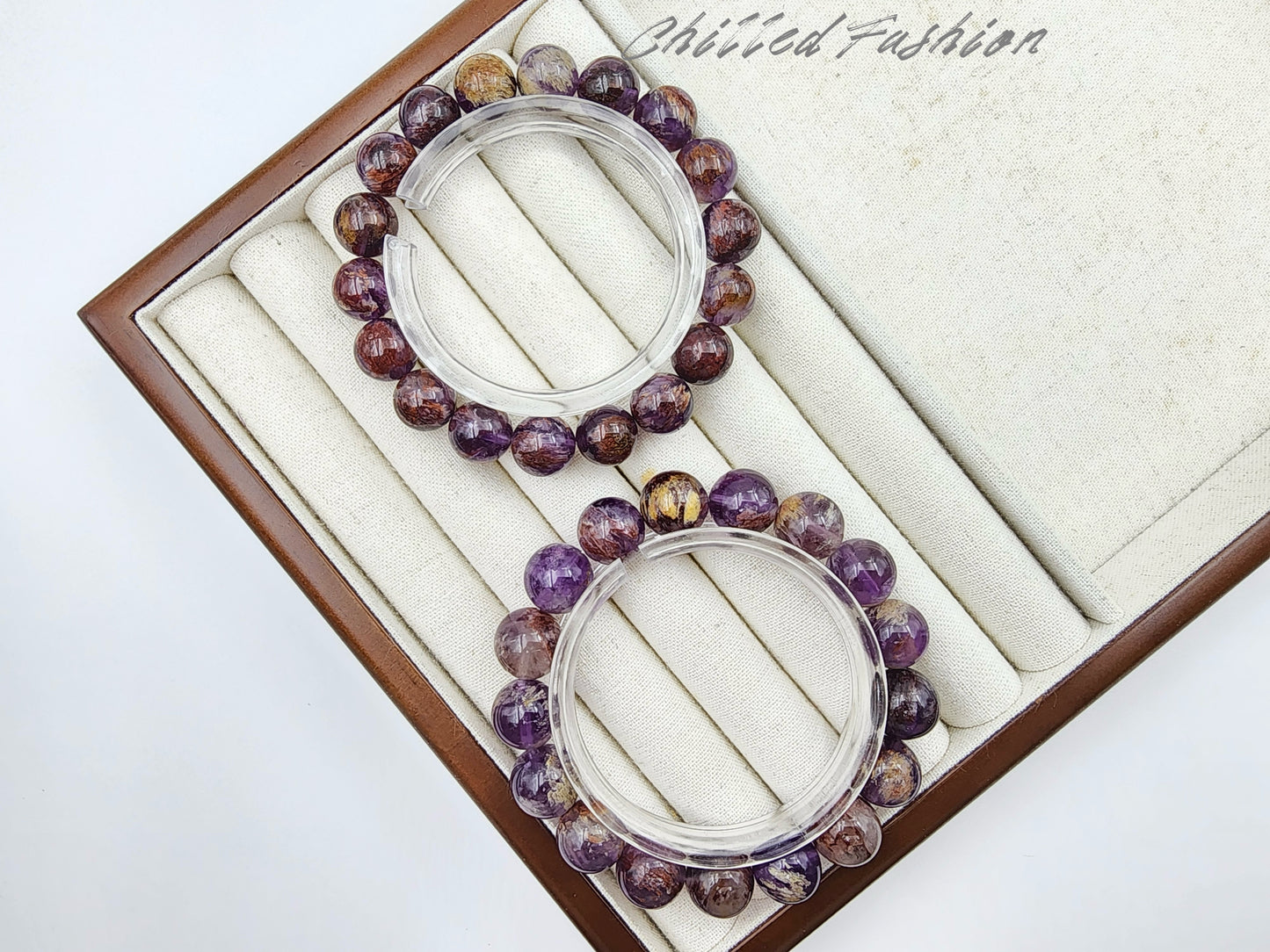[Bracelet] Natural Purple Phantom Quartz Beaded Bracelet