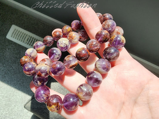 [Bracelet] Natural Purple Phantom Quartz Beaded Bracelet