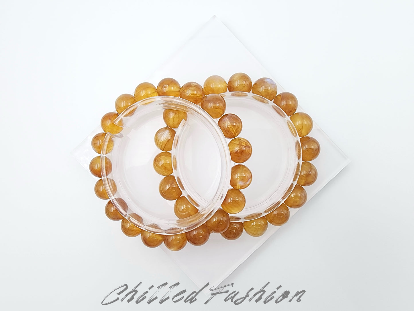 [Bracelet] Natural Orange Andesine Feldspar Bracelet
