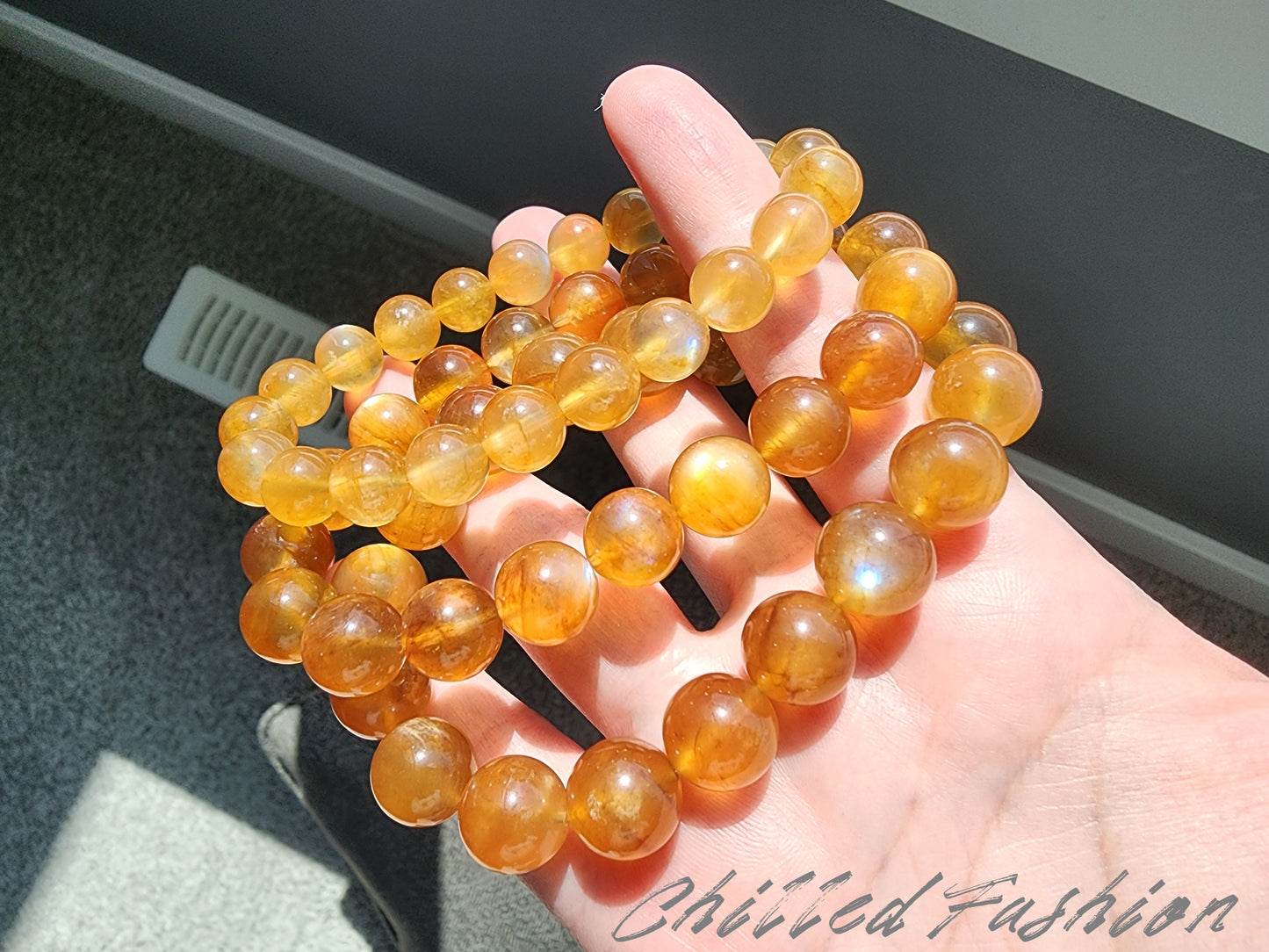 [Bracelet] Natural Orange Andesine Feldspar Bracelet
