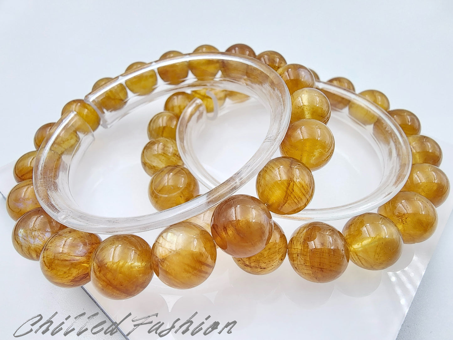 [Bracelet] Natural Orange Andesine Feldspar Bracelet