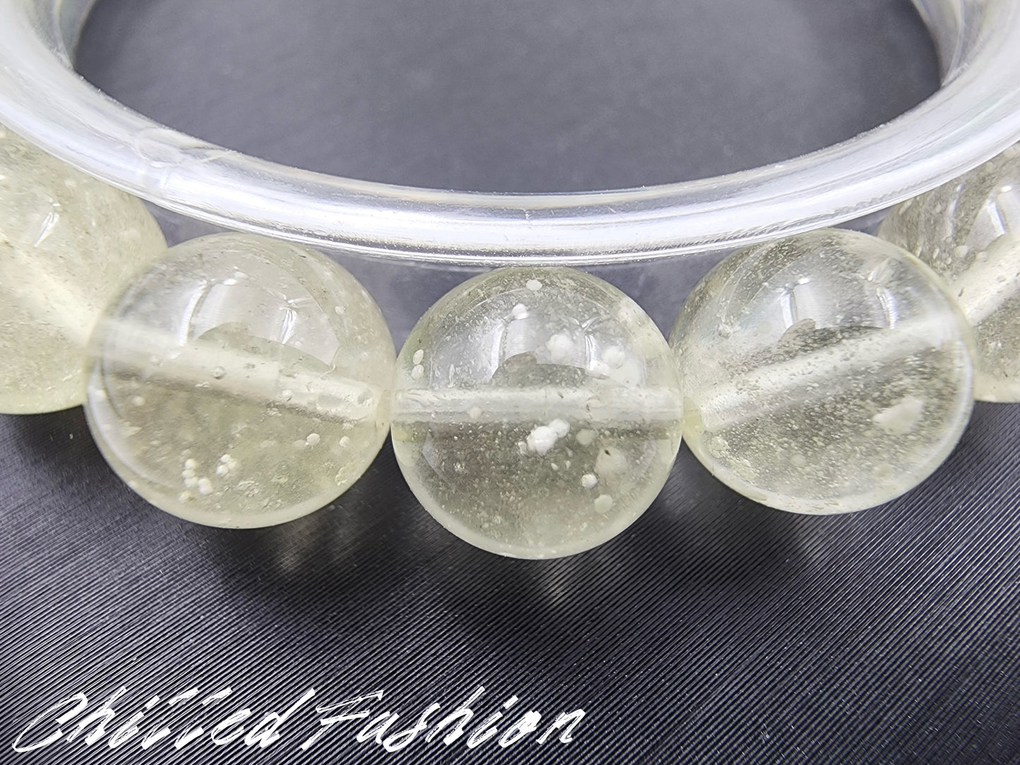 [Bracelet] 10mm Snowflake Libyan Desert Glass Bracelet