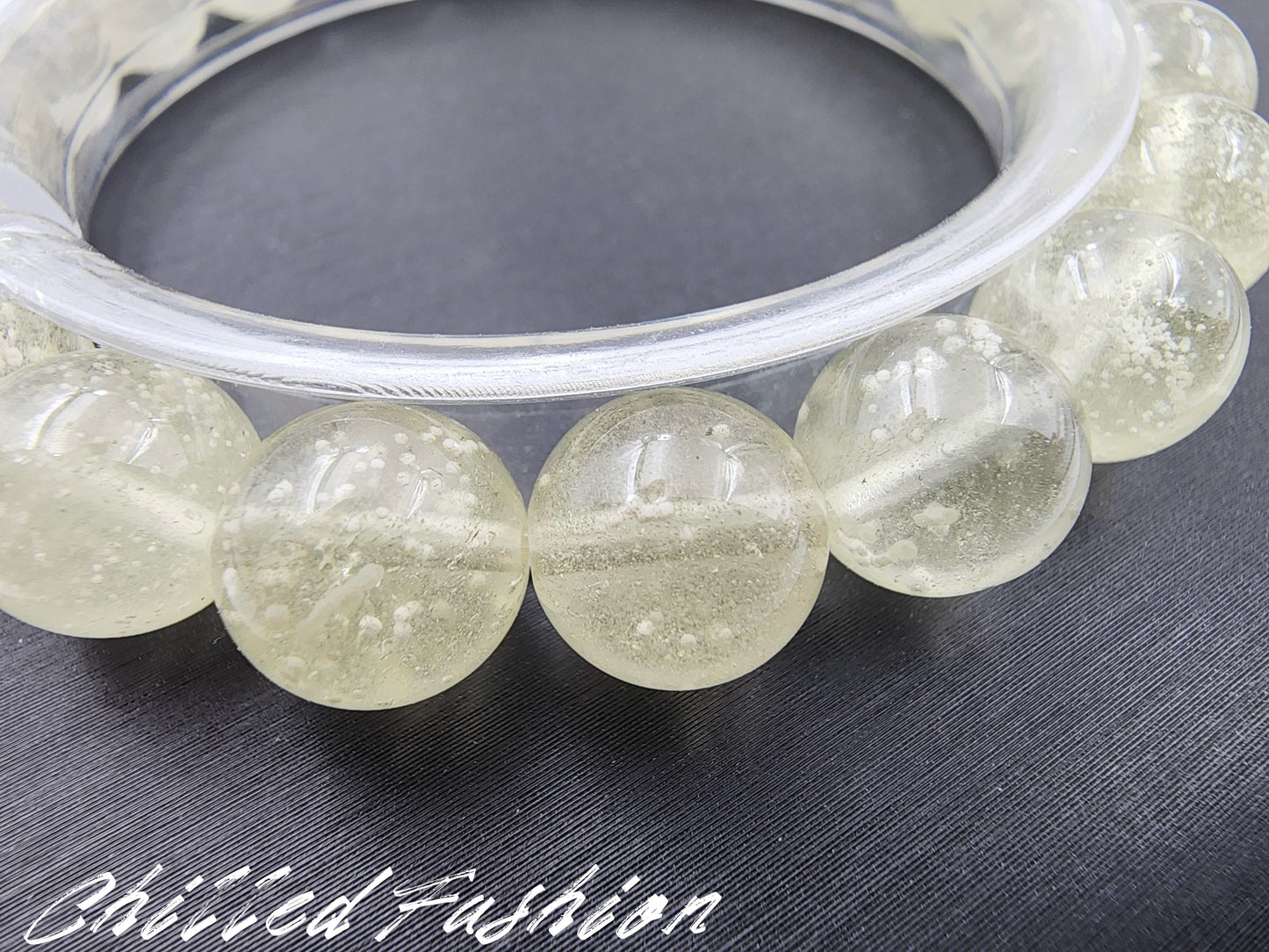 [Bracelet] 10mm Snowflake Libyan Desert Glass Bracelet