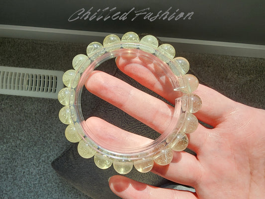 [Bracelet] 10mm Snowflake Libyan Desert Glass Bracelet