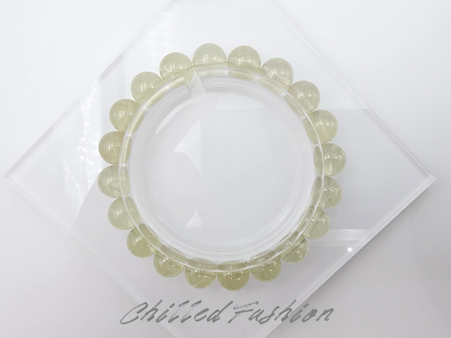 [Bracelet] 10mm Snowflake Libyan Desert Glass Bracelet
