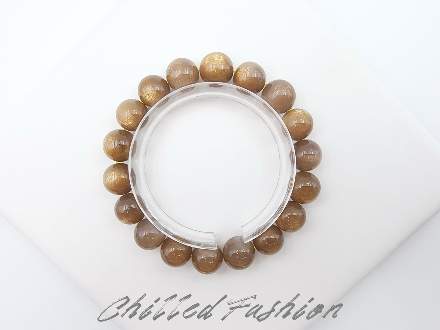[Bracelet] 11mm Golden Skeletal Sunstone Bracelet