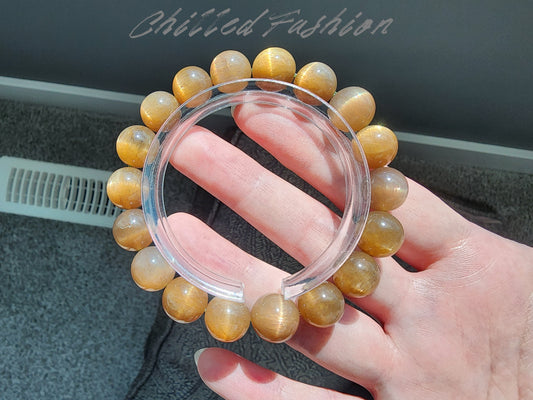 [Bracelet] 11mm Golden Skeletal Sunstone Bracelet