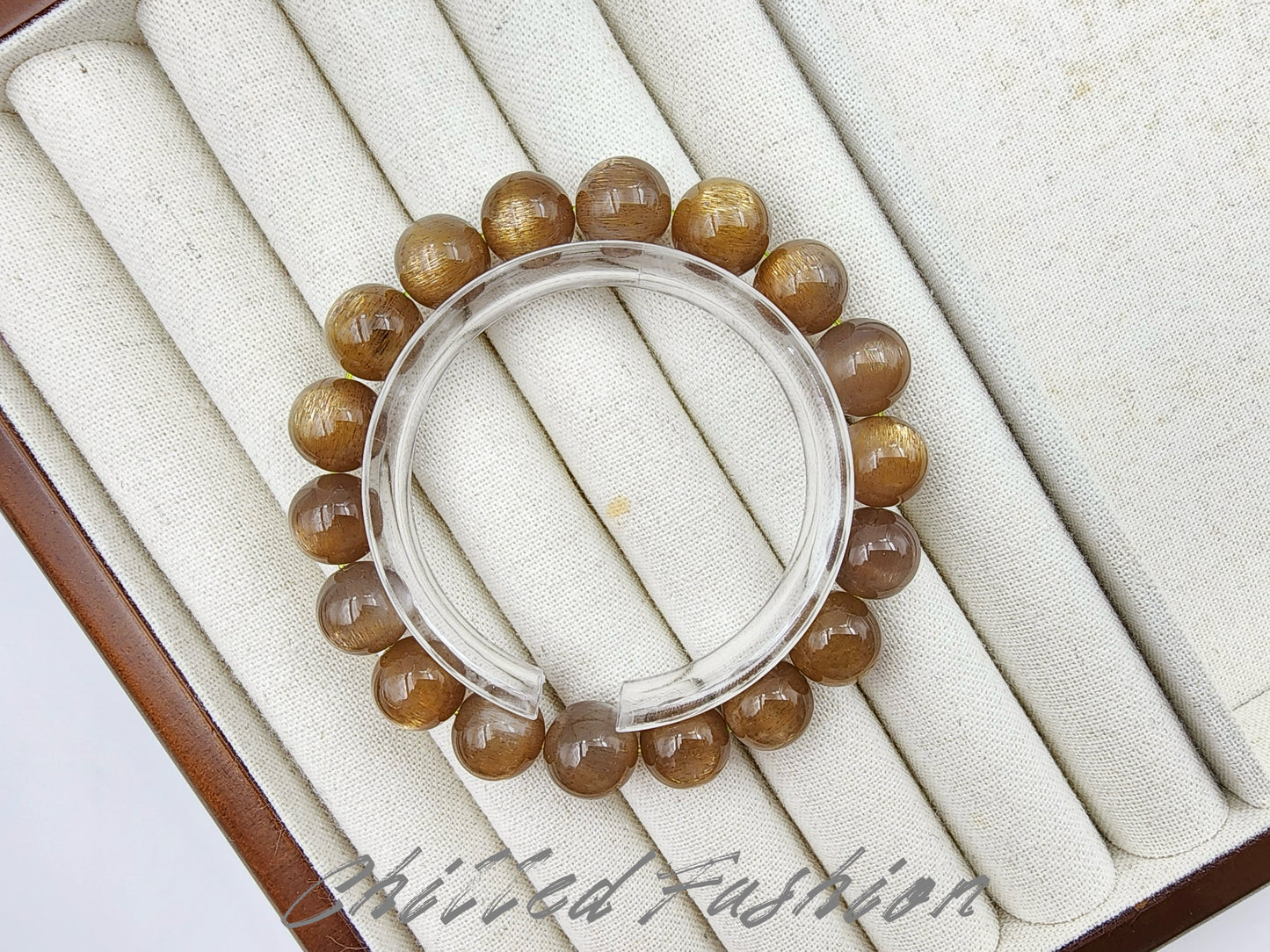 [Bracelet] 11mm Golden Skeletal Sunstone Bracelet