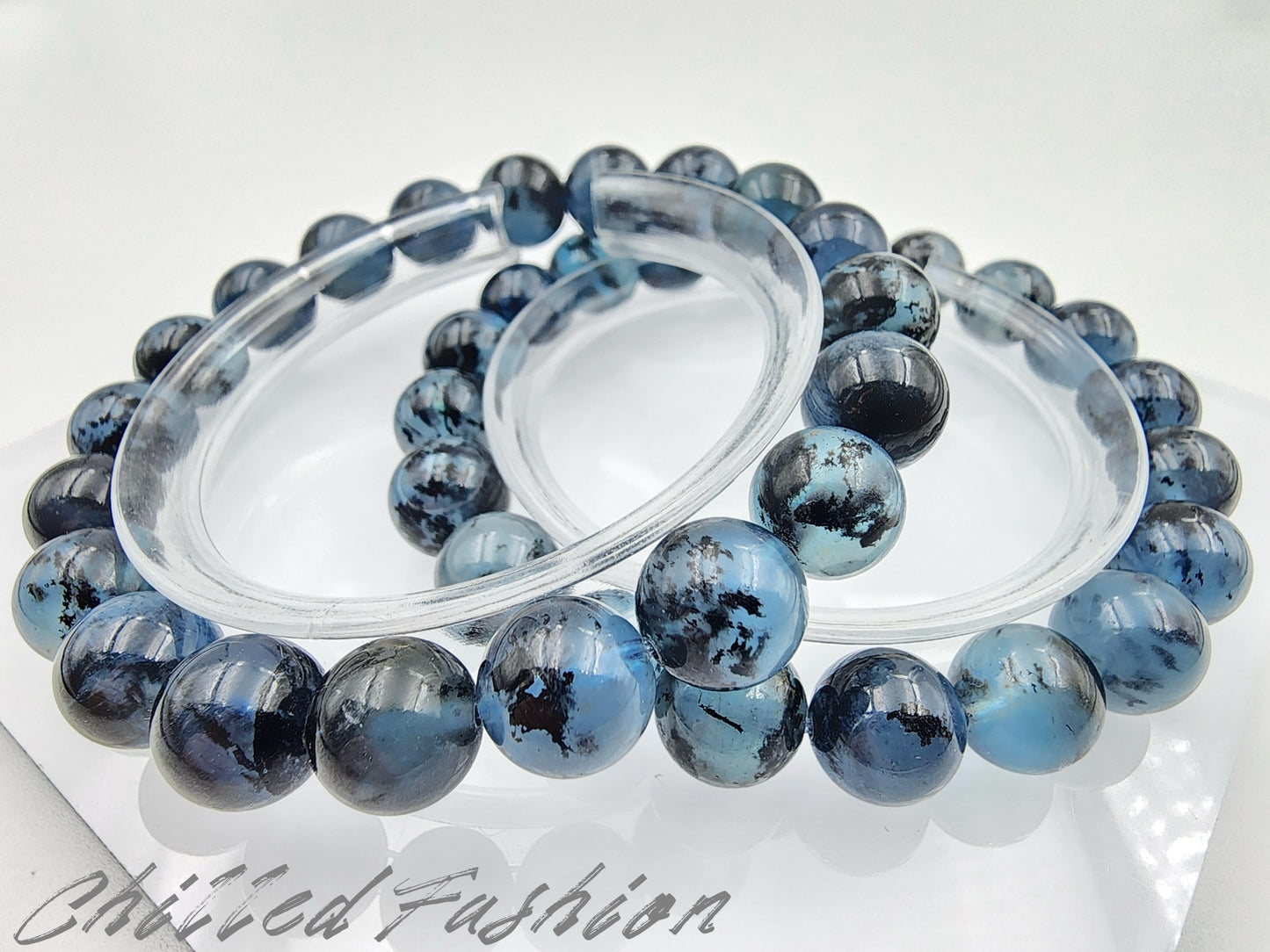 [Bracelet] Genuine Aquamarine and Black Tourmaline Crystal Bracelet - Energy Balancing Jewelry