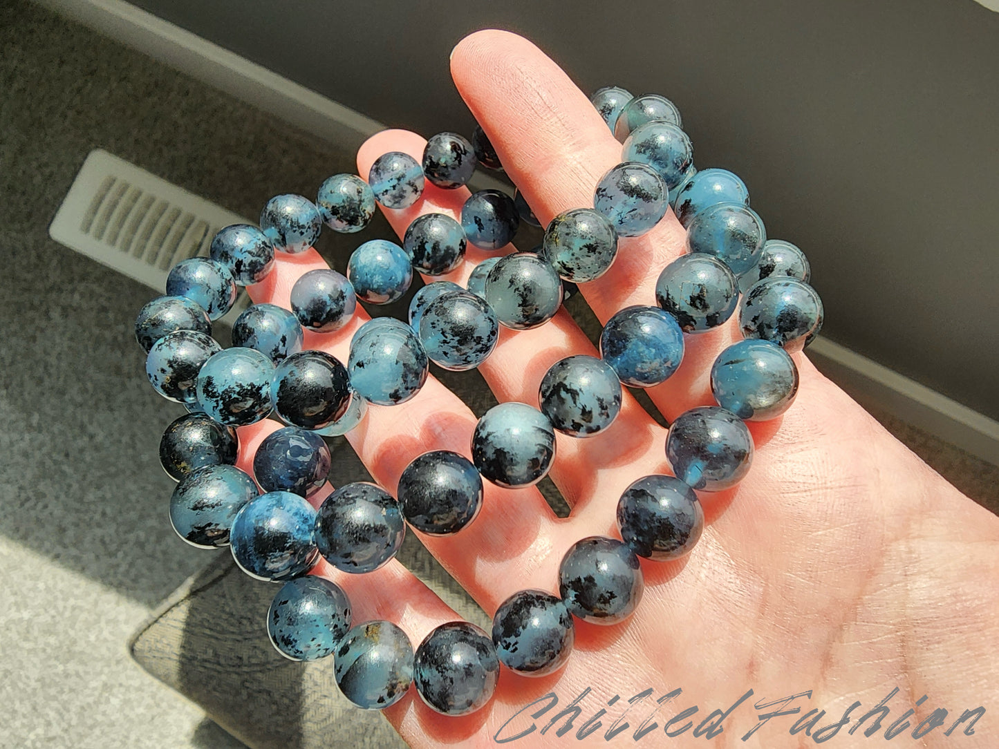 [Bracelet] Genuine Aquamarine and Black Tourmaline Crystal Bracelet - Energy Balancing Jewelry