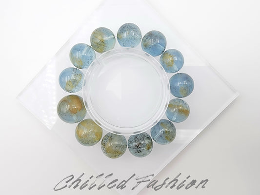 [Bracelet] Dreamy Island Aquamarine Bracelet - 13.8mm to 17mm Beads