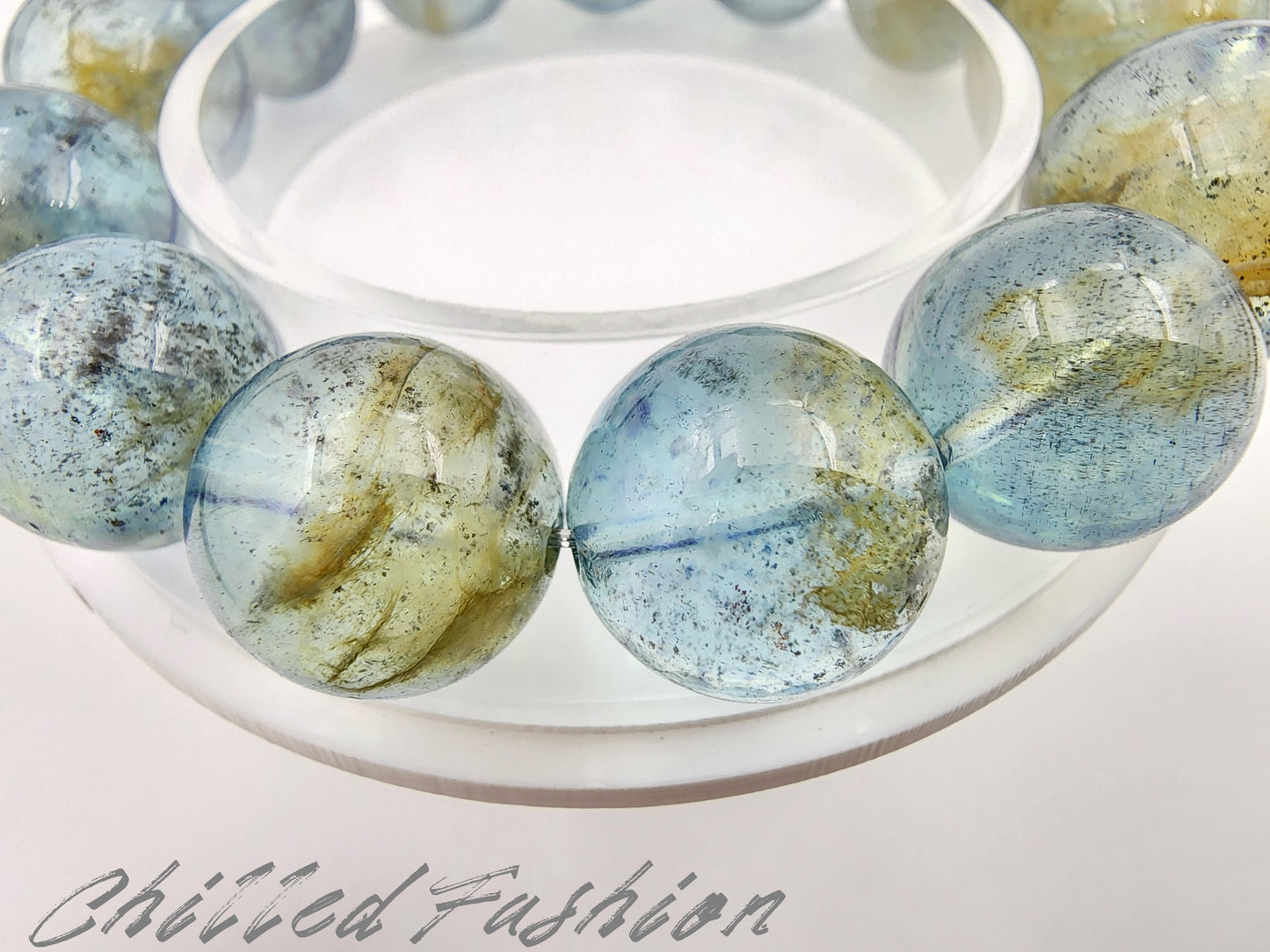 [Bracelet] Dreamy Island Aquamarine Bracelet - 13.8mm to 17mm Beads