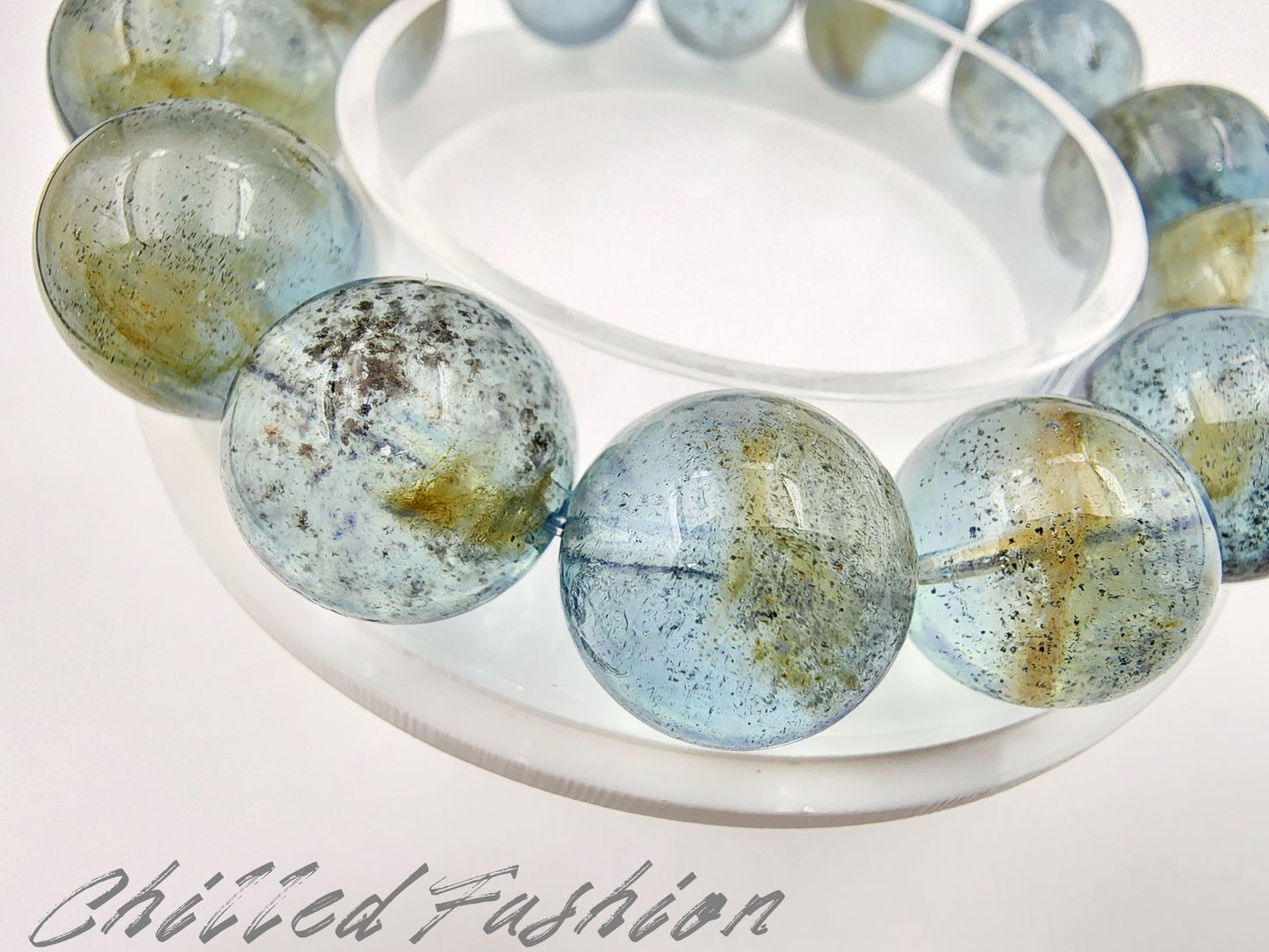 [Bracelet] Dreamy Island Aquamarine Bracelet - 13.8mm to 17mm Beads