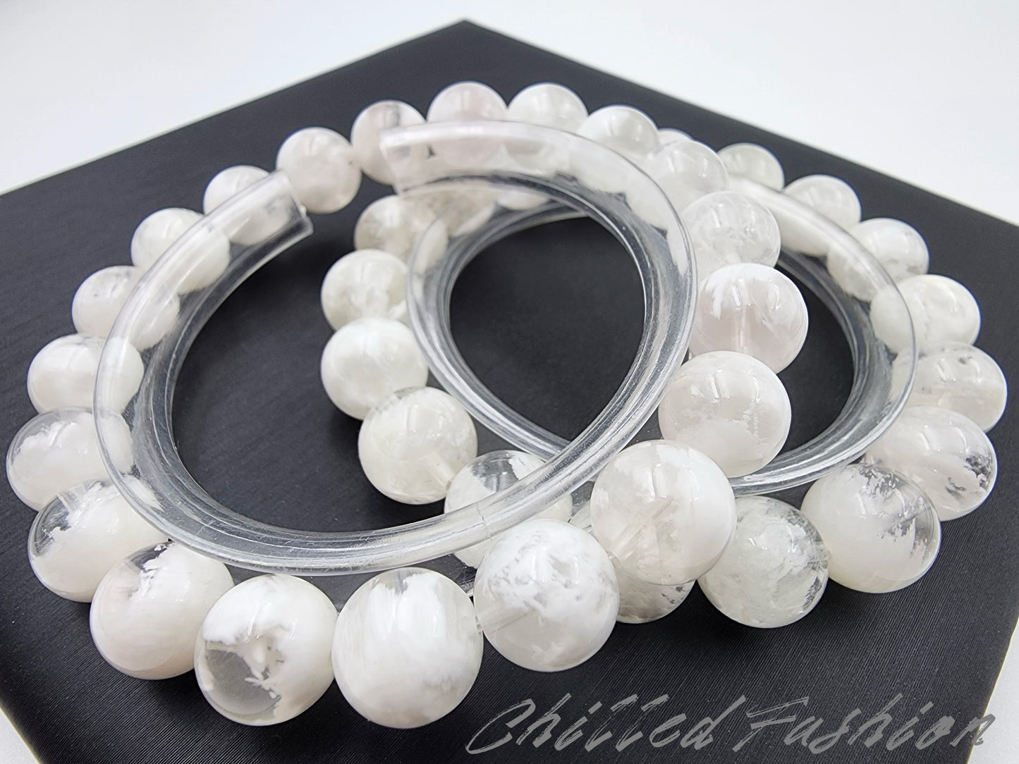 [Bracelet] Natural White Snowflake Phantom Quartz Bracelet