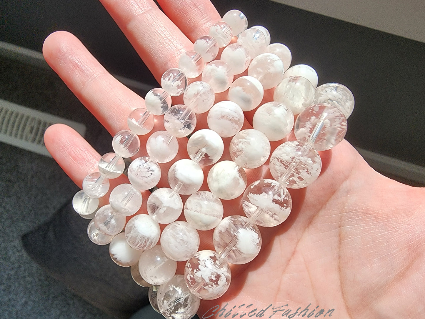 [Bracelet] Natural White Snowflake Phantom Quartz Bracelet