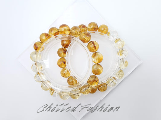 [Bracelet] Natural 11mm Citrine Bracelet with Gradient Color