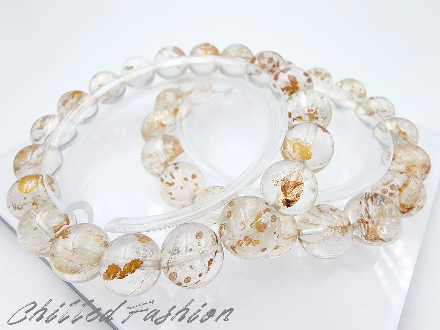 [Bracelet] Natural Hematoid Quartz with Chalcopyrite Bracelet