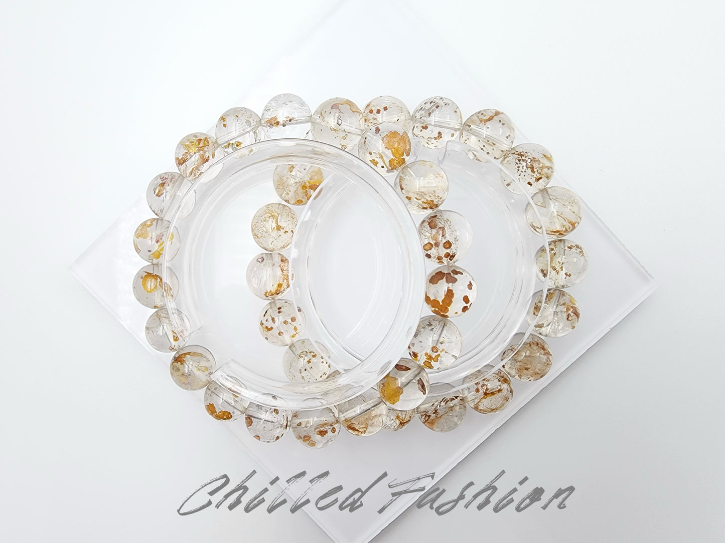 [Bracelet] Natural Hematoid Quartz with Chalcopyrite Bracelet