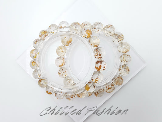 [Bracelet] Natural Hematoid Quartz with Chalcopyrite Bracelet