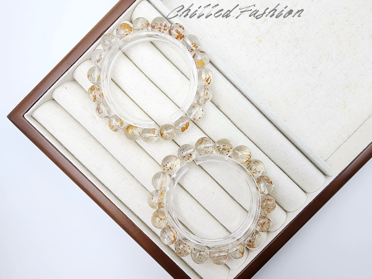 [Bracelet] Natural Hematoid Quartz with Chalcopyrite Bracelet