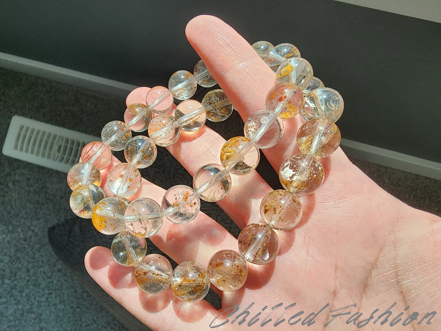 [Bracelet] Natural Hematoid Quartz with Chalcopyrite Bracelet