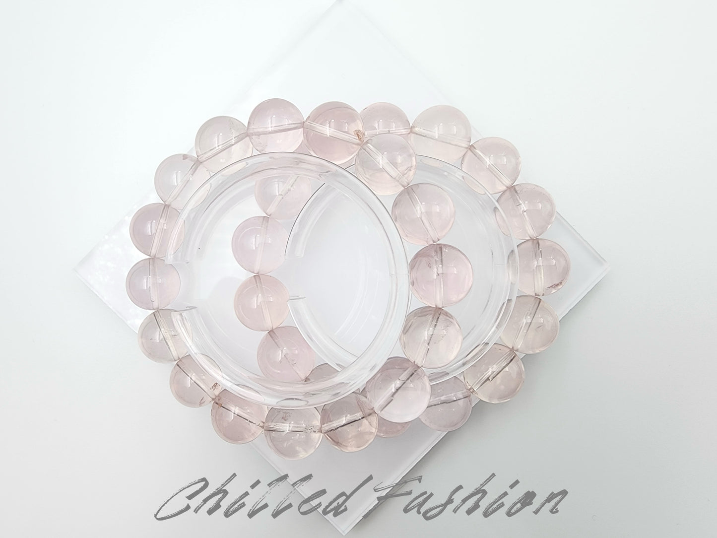 [Bracelet] Icy Peach Pink Rose Quartz Bracelet
