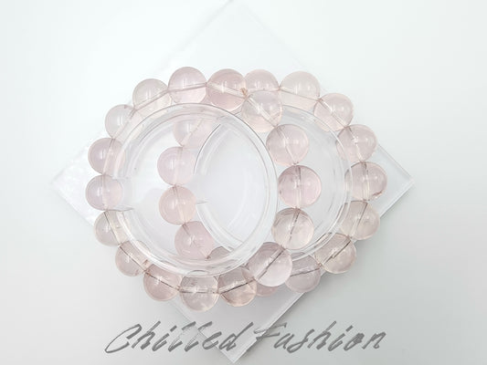 [Bracelet] Icy Peach Pink Rose Quartz Bracelet