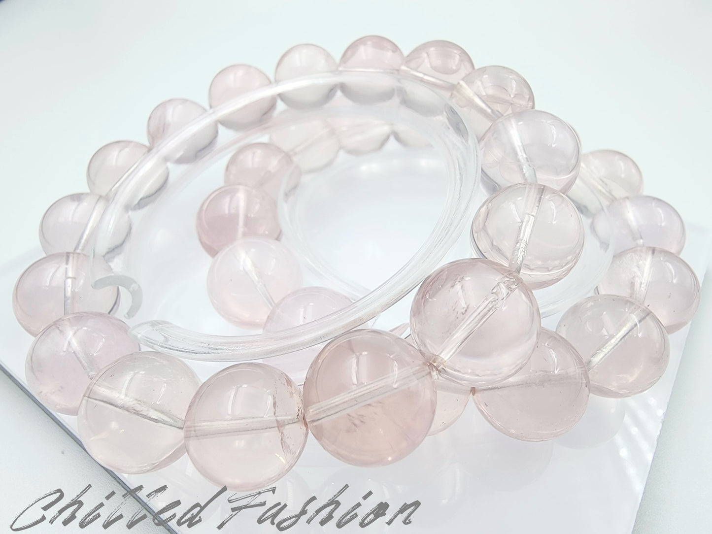 [Bracelet] Icy Peach Pink Rose Quartz Bracelet
