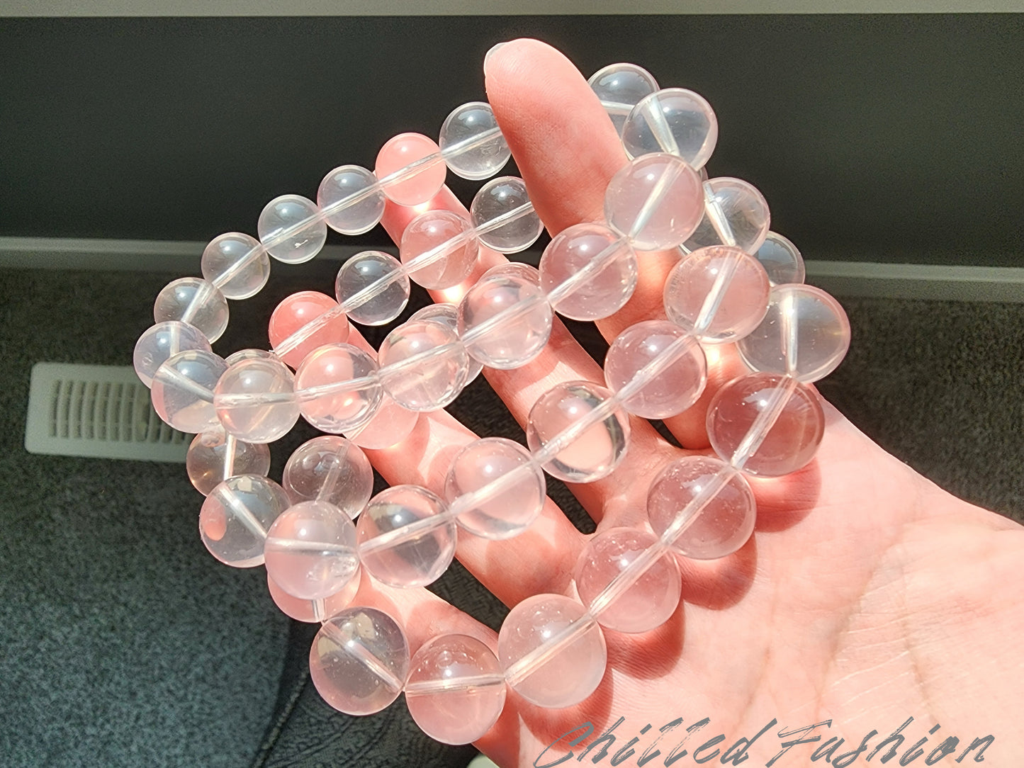 [Bracelet] Icy Peach Pink Rose Quartz Bracelet