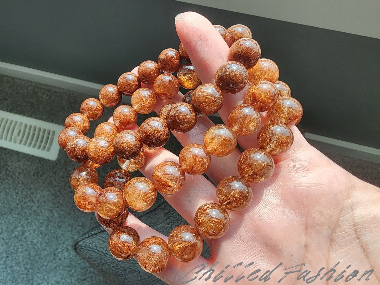 [Bracelet] Natural Red Copper Rutilated Quartz Bracelet