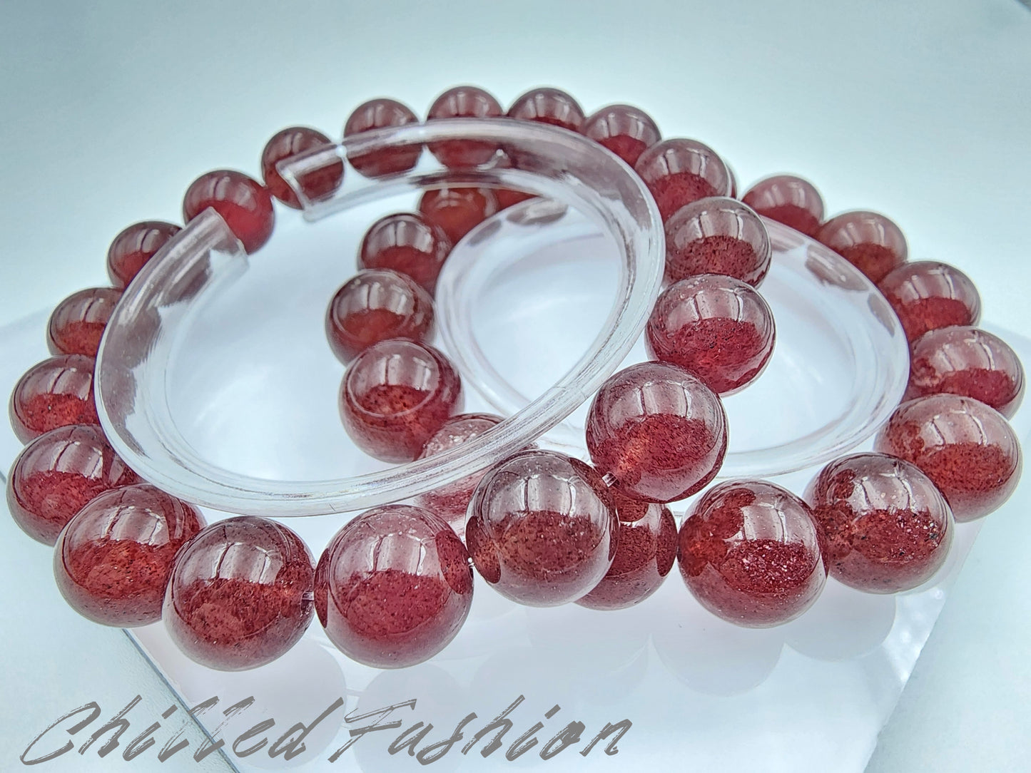 [Bracelet] Deep Red Strawberry Quartz Bracelet