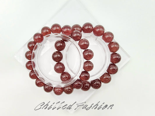 [Bracelet] Deep Red Strawberry Quartz Bracelet