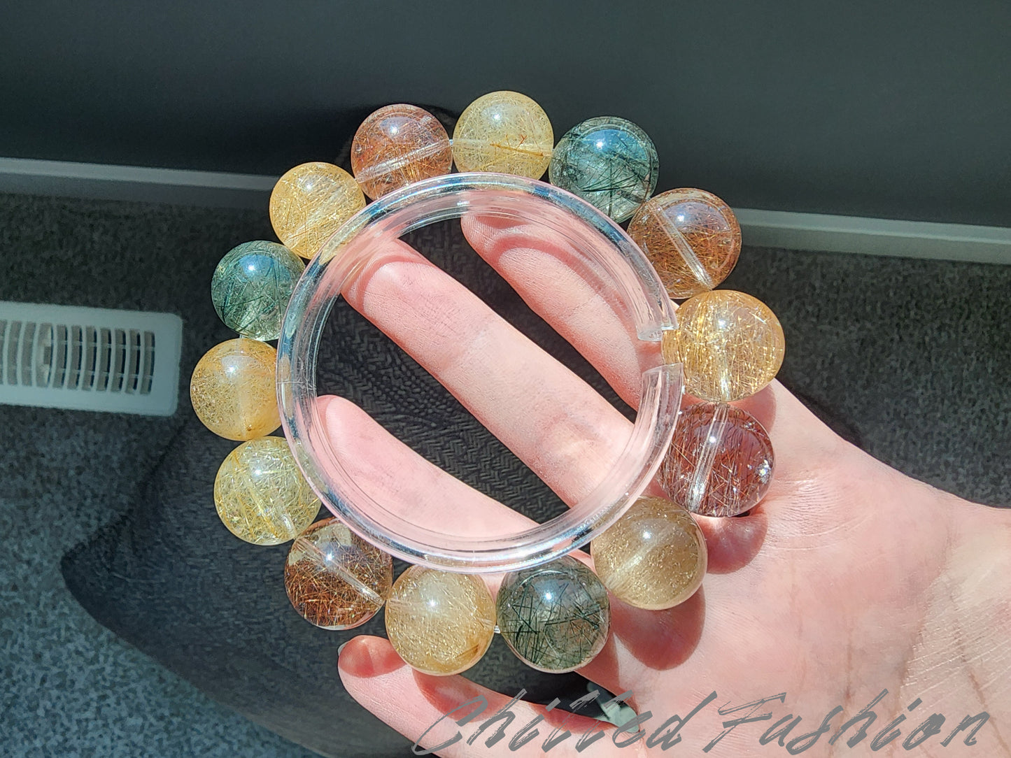 [Bracelet] 16mm Multicolor Rutilated Quartz Bracelet