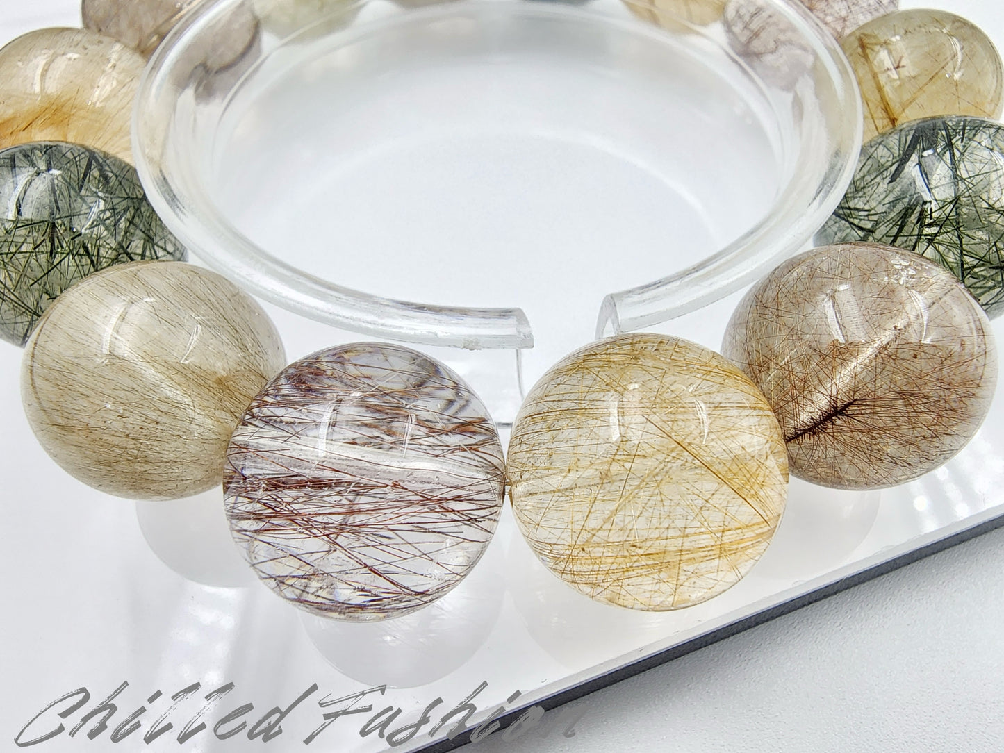 [Bracelet] 16mm Multicolor Rutilated Quartz Bracelet