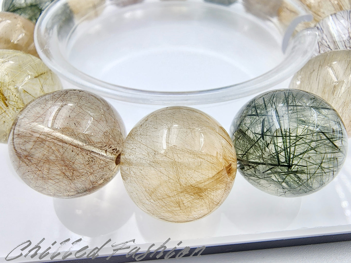 [Bracelet] 16mm Multicolor Rutilated Quartz Bracelet