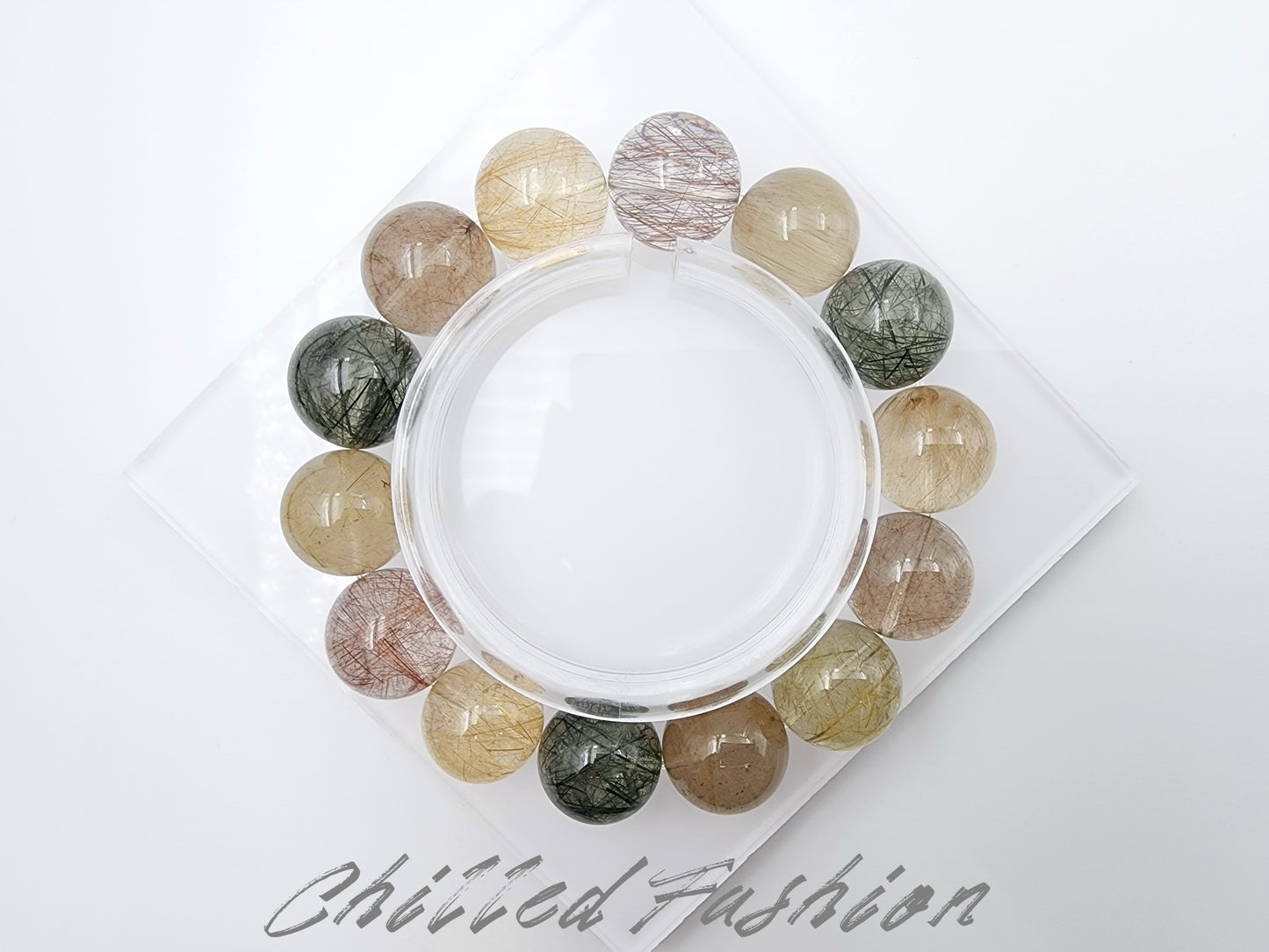 [Bracelet] 16mm Multicolor Rutilated Quartz Bracelet