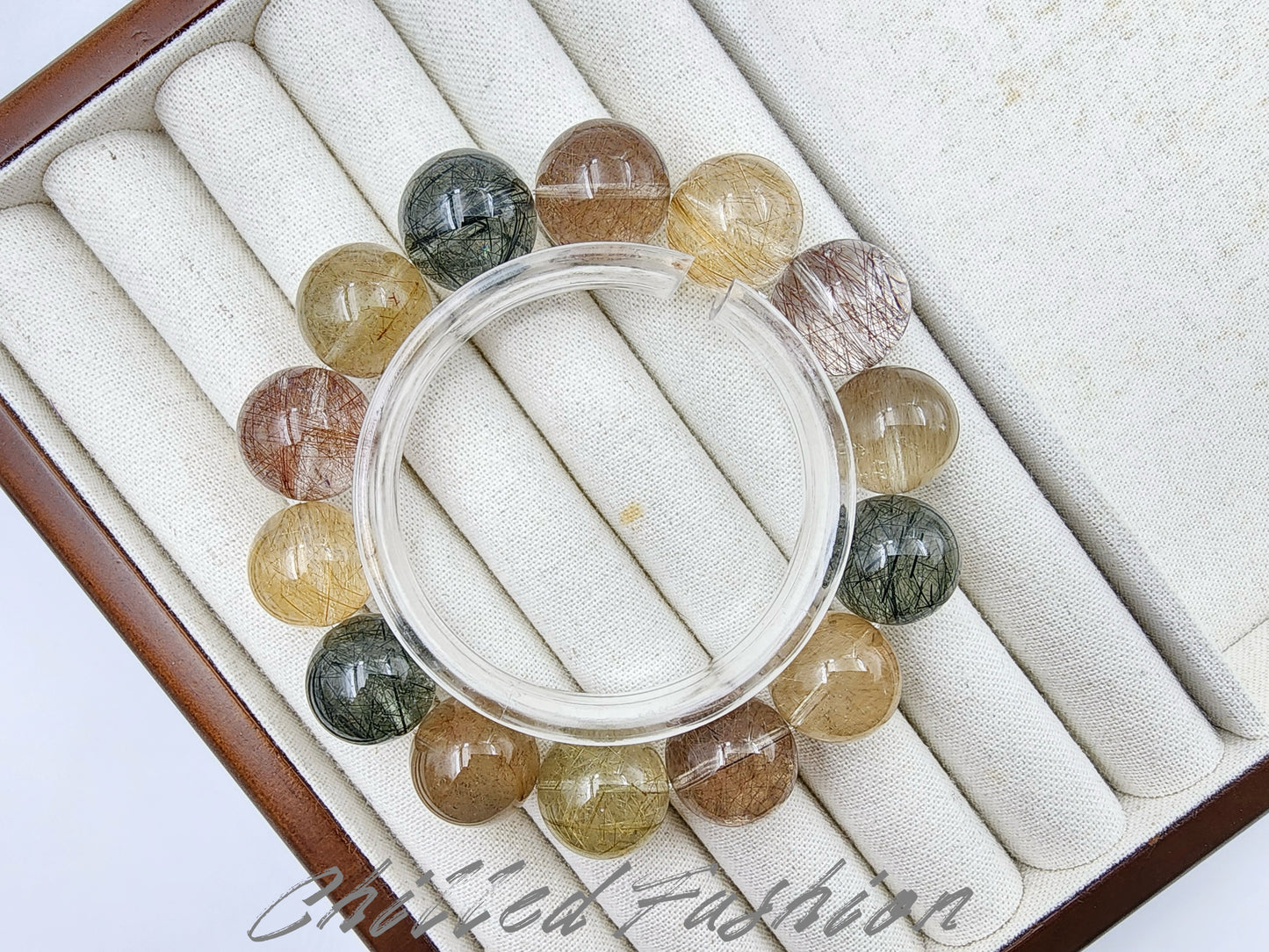 [Bracelet] 16mm Multicolor Rutilated Quartz Bracelet