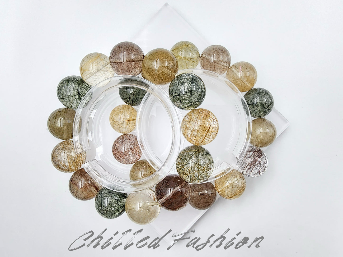 [Bracelet] 16mm Multicolor Rutilated Quartz Bracelet