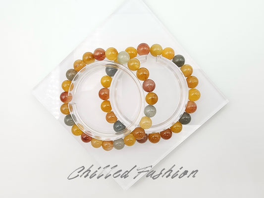[Bracelet] 8mm Multicolored Rabbit Hair Quartz Bracelet