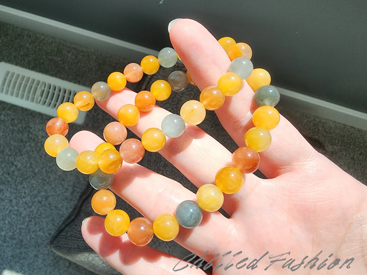 [Bracelet] 8mm Multicolored Rabbit Hair Quartz Bracelet