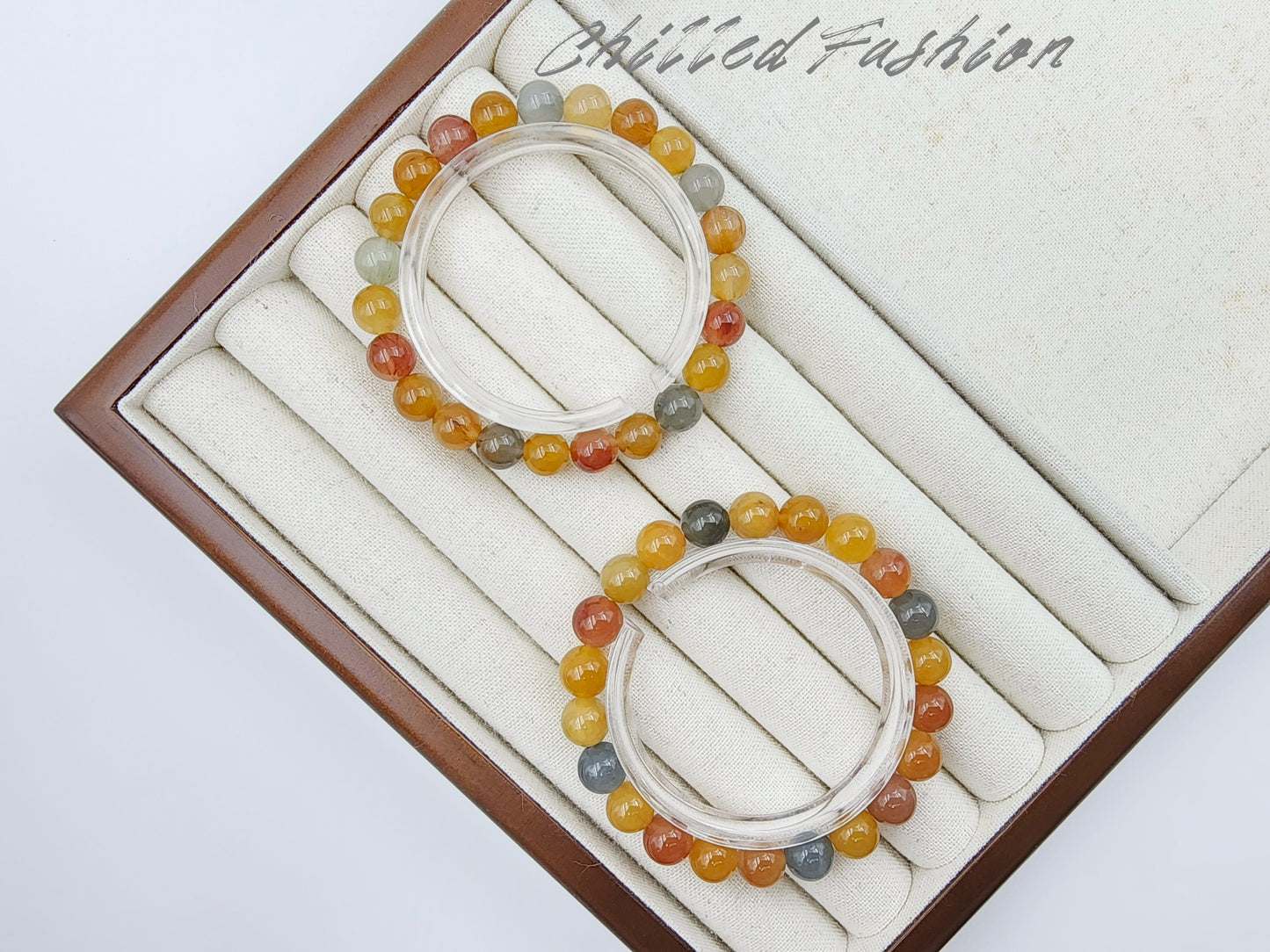 [Bracelet] 8mm Multicolored Rabbit Hair Quartz Bracelet