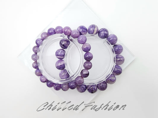 [Bracelet] Radiant Purple: Charoite 紫龙晶 Round Beads Bracelet - Embrace Transformation and Inner Strength