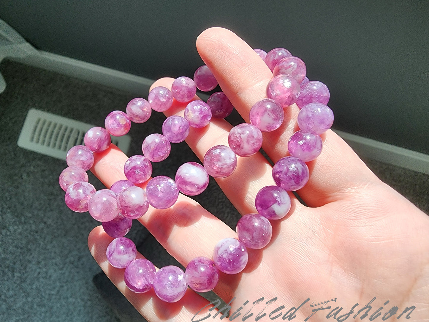 [Bracelet] 9mm Pinkish Lavender Lepidolite Bracelet