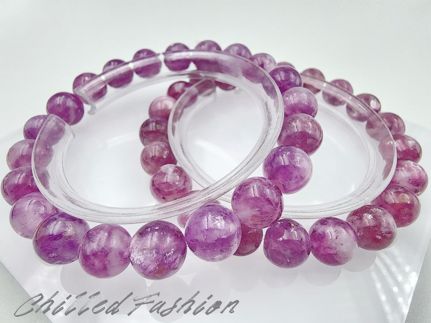 [Bracelet] 9mm Pinkish Lavender Lepidolite Bracelet