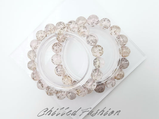 [Bracelet] Pink Dendritic Quartz Crystal Bracelet - Natural Stone Jewelry