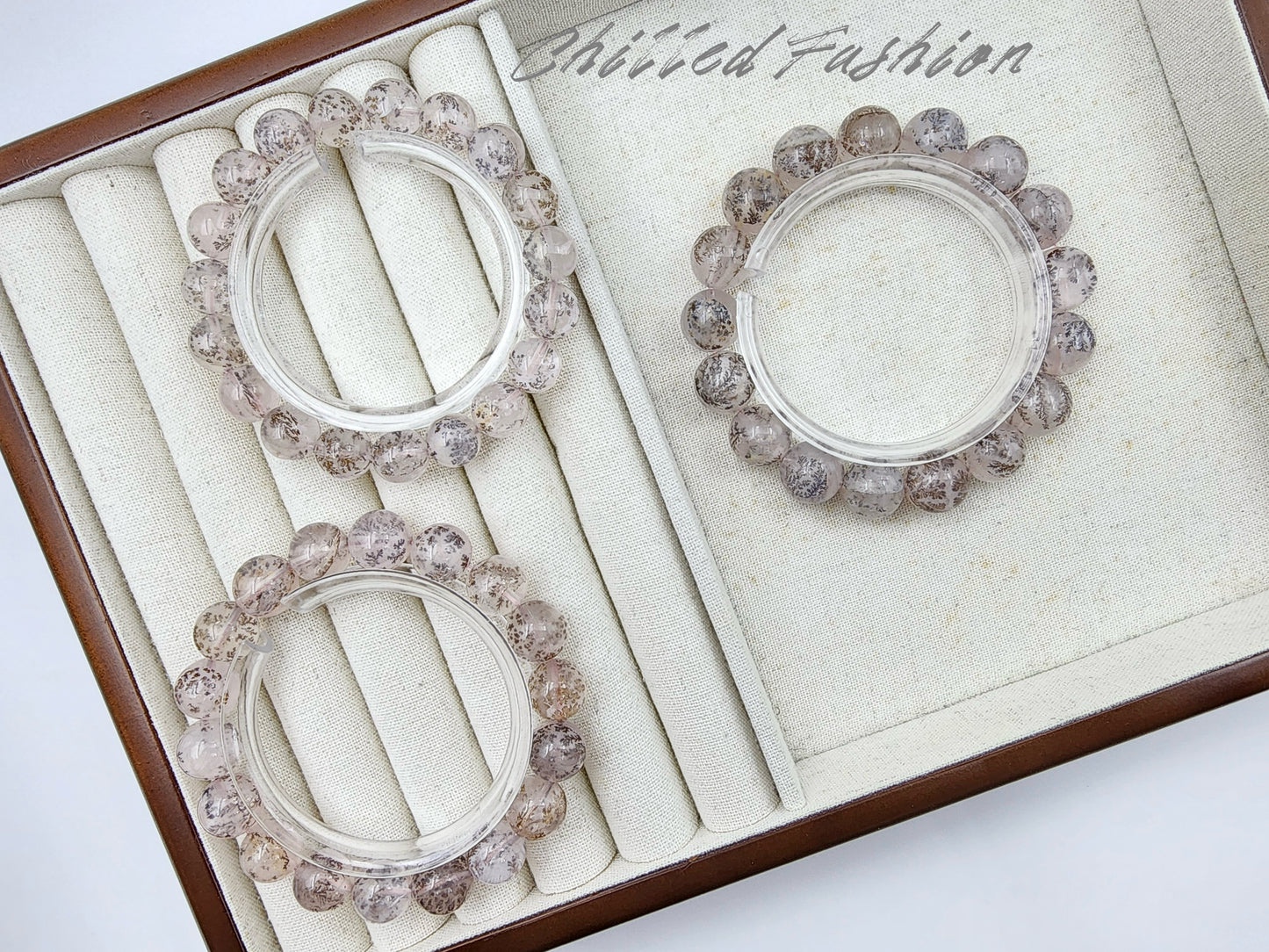 [Bracelet] Pink Dendritic Quartz Crystal Bracelet - Natural Stone Jewelry