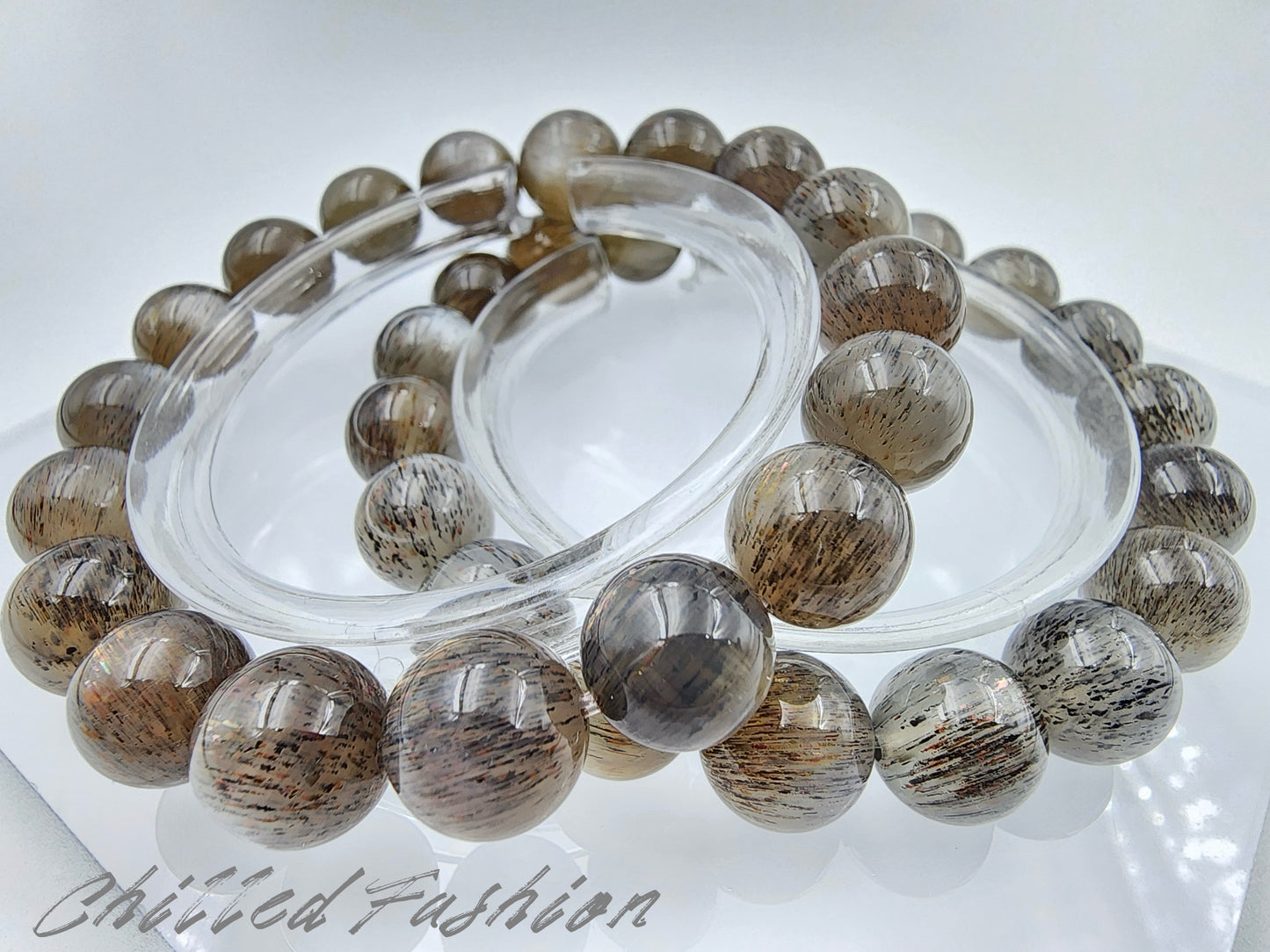 [Bracelet] 10mm Black Gold Skeletal Sunstone Bracelet