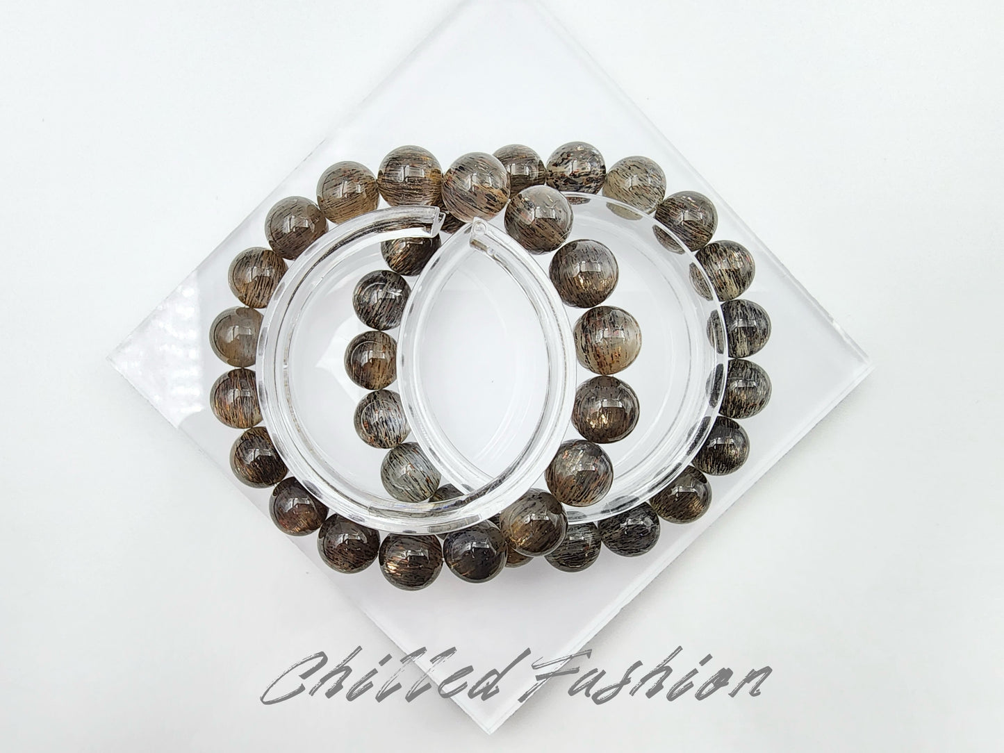 [Bracelet] 10mm Black Gold Skeletal Sunstone Bracelet